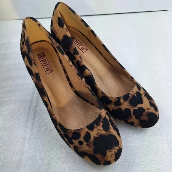 IDIFU Shoes - IDIFU Ro 3 Sara Leopard Chunky Block Heel Pump Round Toe 6 5